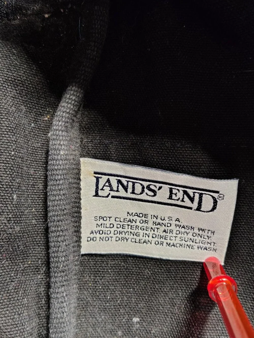 Unisex Rare Vintage 90's Black Medium Sized Land's End Cotton Canvas Laptop Bag